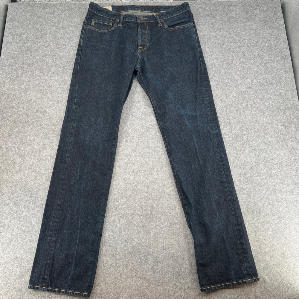Abercrombie & Fitch Jeans Mens 34x34 Straight Leg Dark Wash Blue EUC